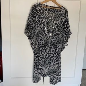 Animal print swim cover up o/s